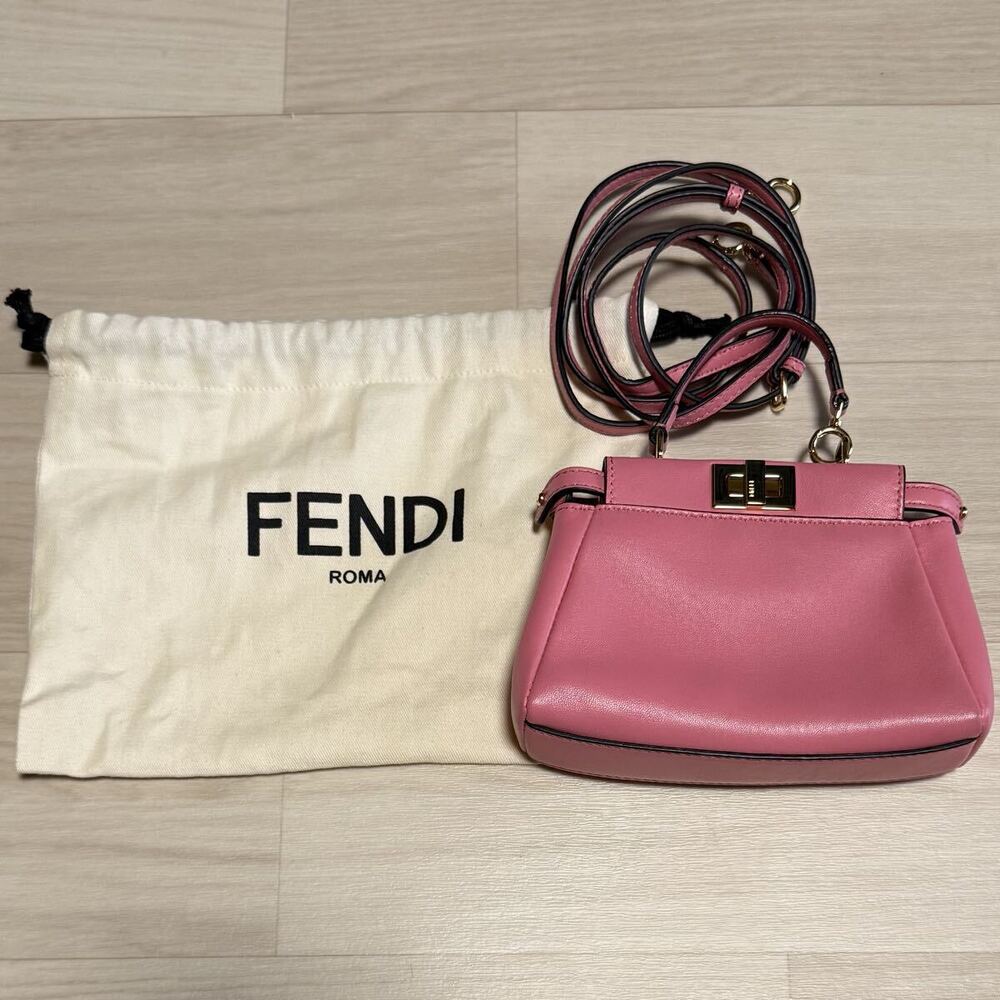 FENDI Peekaboo Handbag Bag Shoulder Pink - Picture 2 of 9